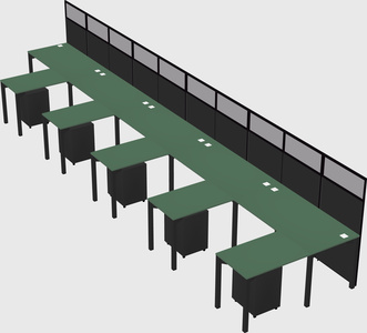 Shared l-shaped cubicle