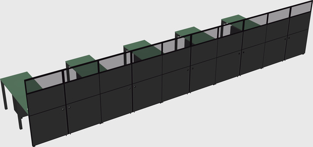 Shared l-shaped cubicle