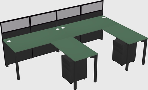 Shared l-shaped cubicle