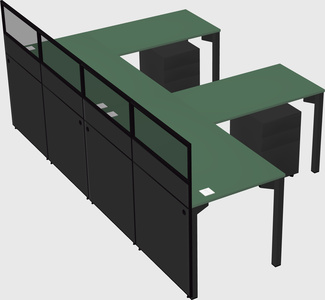 Shared l-shaped cubicle