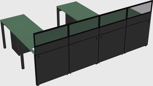 Shared l-shaped cubicle