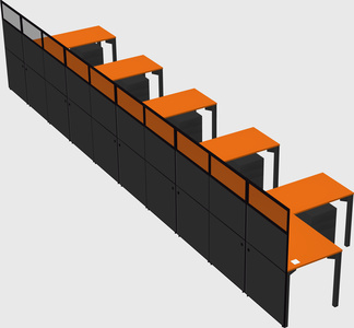 Shared l-shaped cubicle
