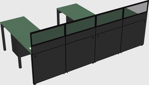 Shared l-shaped cubicle