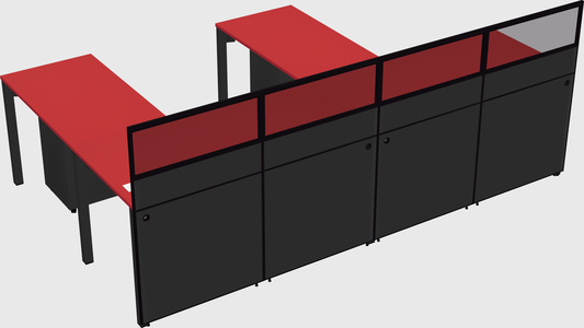 Shared l-shaped cubicle