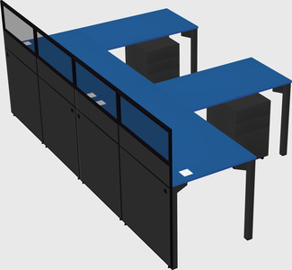 Shared l-shaped cubicle