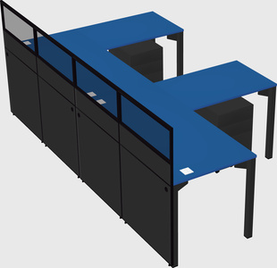 Shared l-shaped cubicle