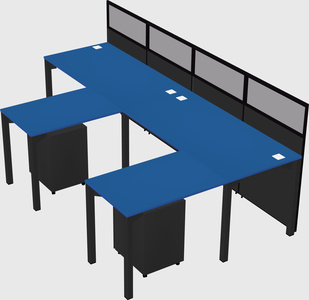 Shared l-shaped cubicle
