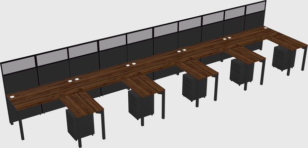 Shared l-shaped cubicle