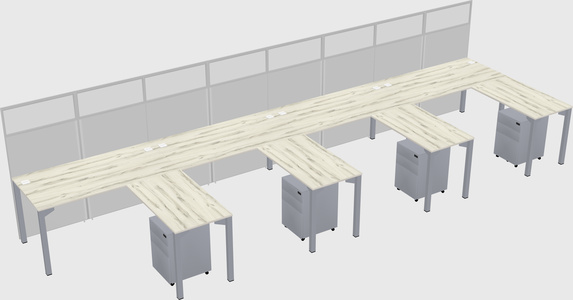 Shared l-shaped cubicle
