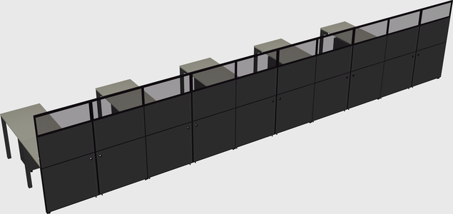 Shared l-shaped cubicle