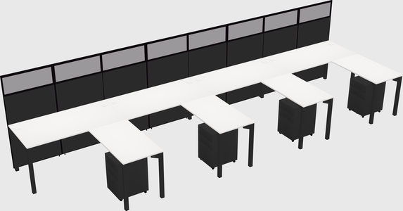 Shared l-shaped cubicle