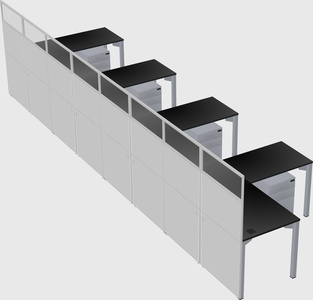 Shared l-shaped cubicle