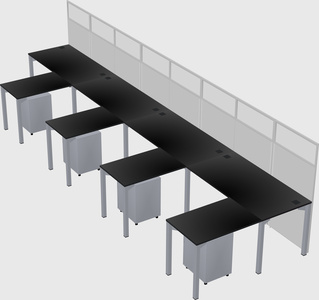 Shared l-shaped cubicle