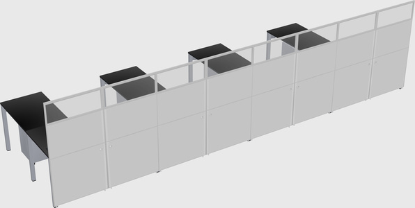 Shared l-shaped cubicle