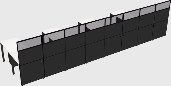 Shared l-shaped cubicle