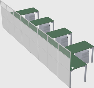 Shared l-shaped cubicle