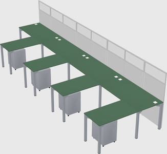 Shared l-shaped cubicle