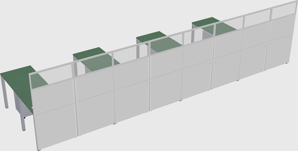 Shared l-shaped cubicle