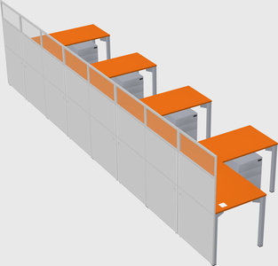 Shared l-shaped cubicle