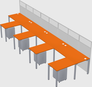 Shared l-shaped cubicle