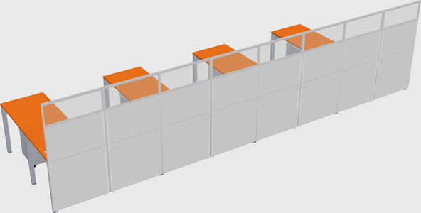 Shared l-shaped cubicle