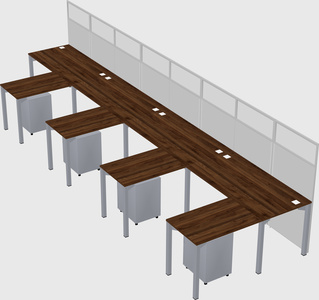 Shared l-shaped cubicle