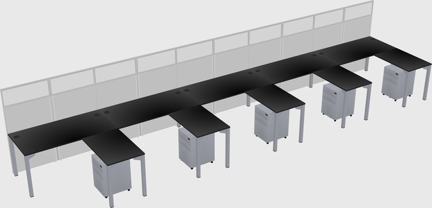 Shared l-shaped cubicle