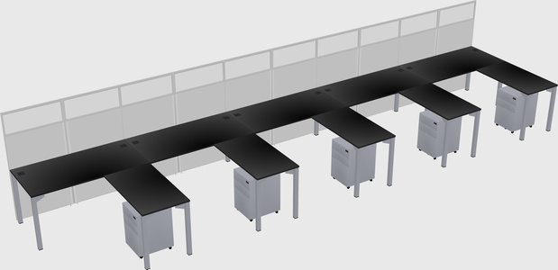 Shared l-shaped cubicle