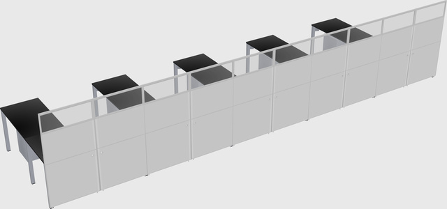 Shared l-shaped cubicle