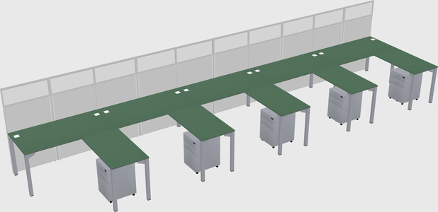 Shared l-shaped cubicle