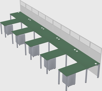 Shared l-shaped cubicle