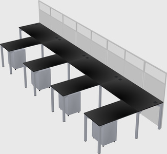 Shared l-shaped cubicle