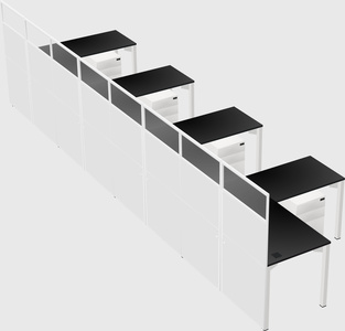 Shared l-shaped cubicle