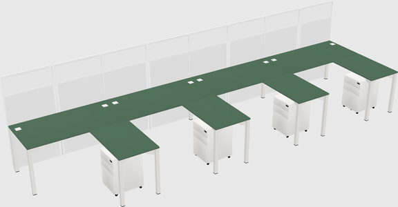 Shared l-shaped cubicle