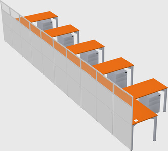 Shared l-shaped cubicle