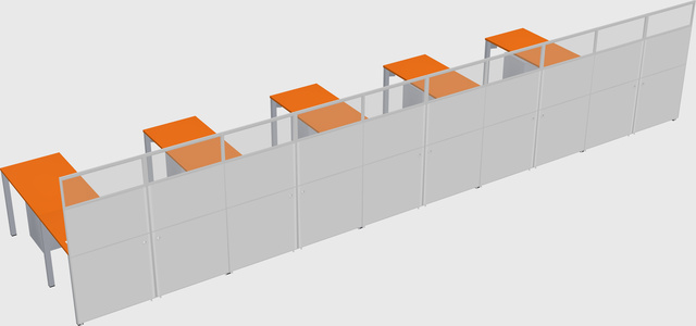 Shared l-shaped cubicle