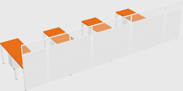 Shared l-shaped cubicle