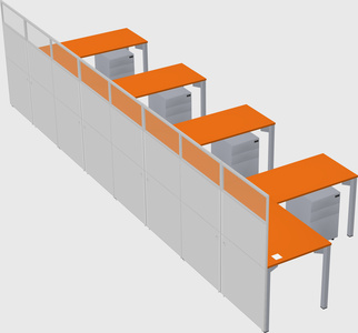Shared l-shaped cubicle