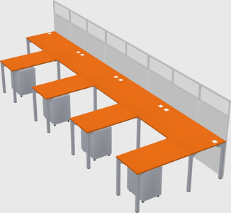 Shared l-shaped cubicle