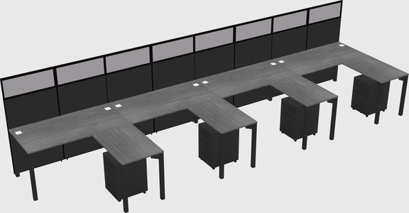 Shared l-shaped cubicle