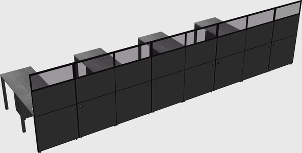Shared l-shaped cubicle