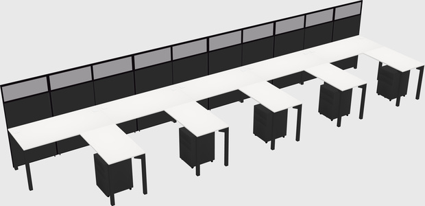 Shared l-shaped cubicle