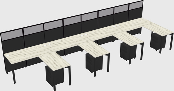 Shared l-shaped cubicle