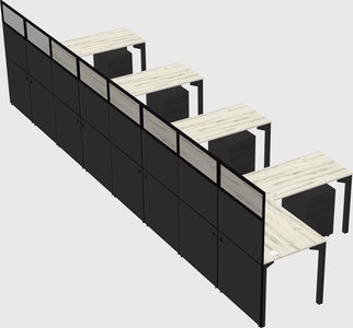 Shared l-shaped cubicle