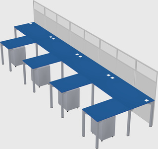 Shared l-shaped cubicle