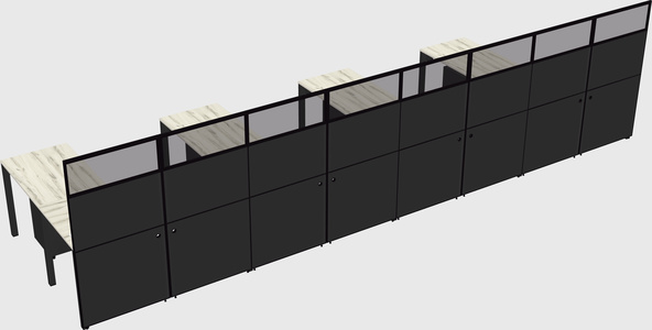 Shared l-shaped cubicle