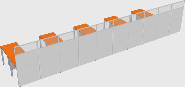 Shared l-shaped cubicle