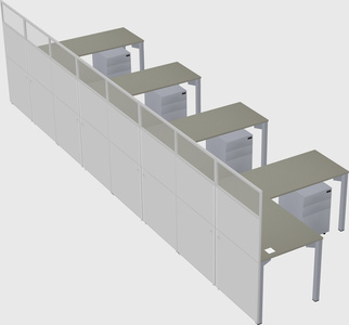 Shared l-shaped cubicle