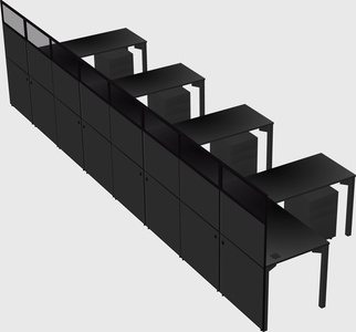 Shared l-shaped cubicle