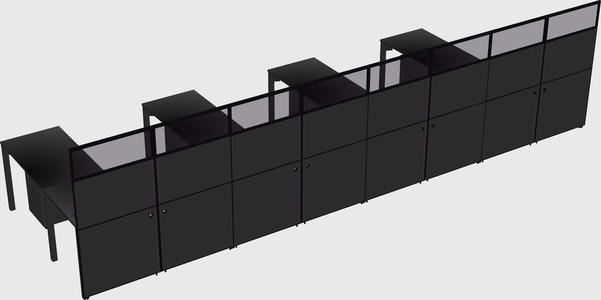 Shared l-shaped cubicle